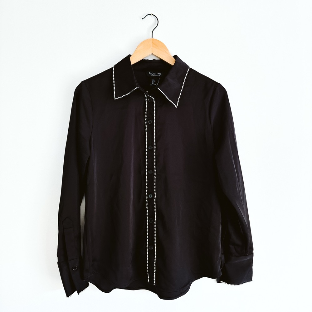 Rachel Zoe Rhinestone Satin Cowgirl Shirt / Y2K - Size Small
